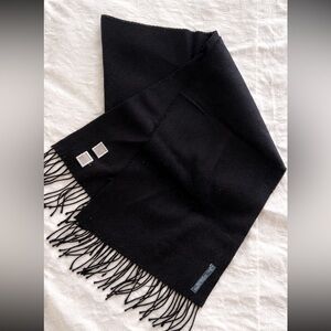 Alpaca Blend Black Fringe Scarf Made in Peru Soft Luxury Minimalist